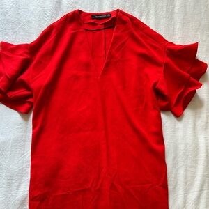 Zara v-neck red mini dress size M